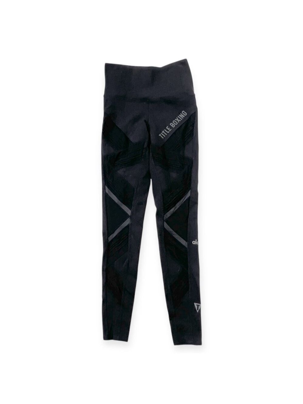 Alo Yoga Mesh Legging Small Black High Waist Panels Ankle Title Boxing